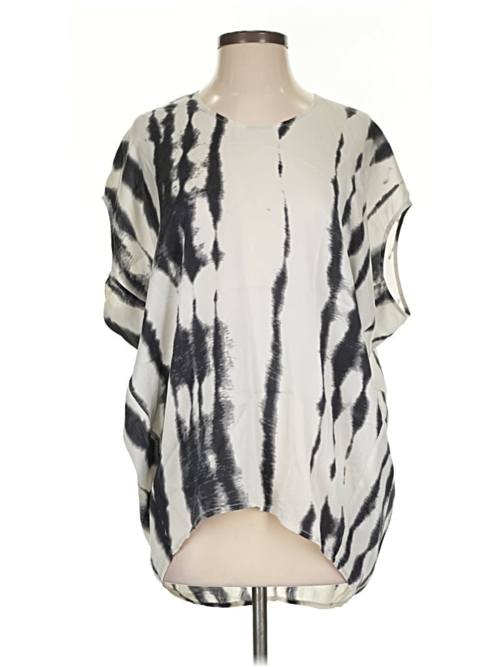 Cabi Women's Black and White silk Tie-Dye Blouse